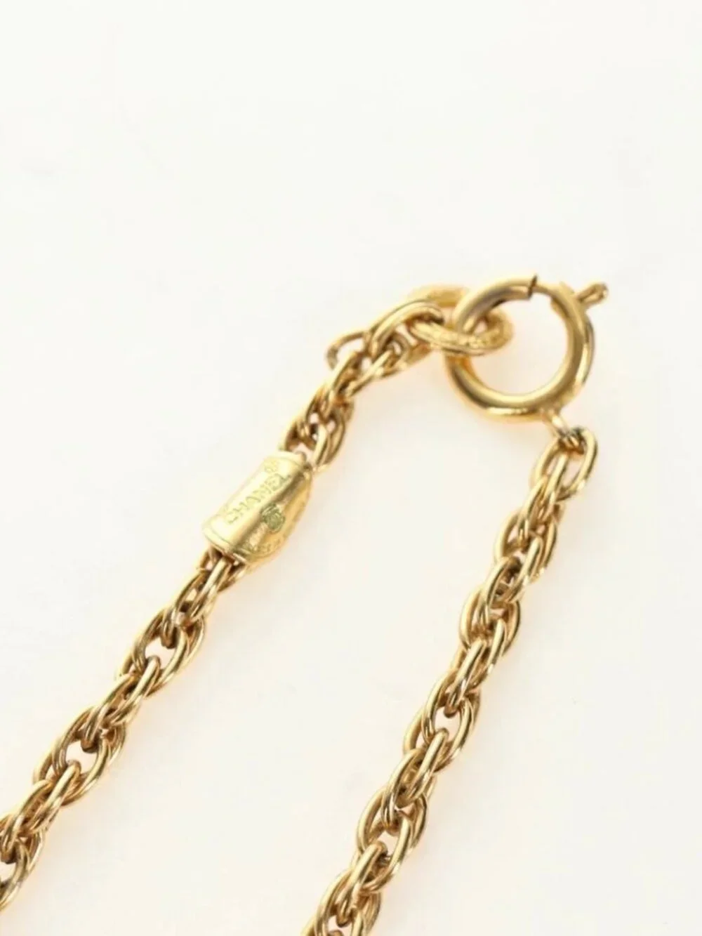 CHANEL COCO Mark Necklace metal Gold Tone CC Auth 186060M